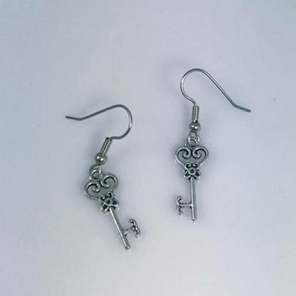 Handmade Heart Key Earrings